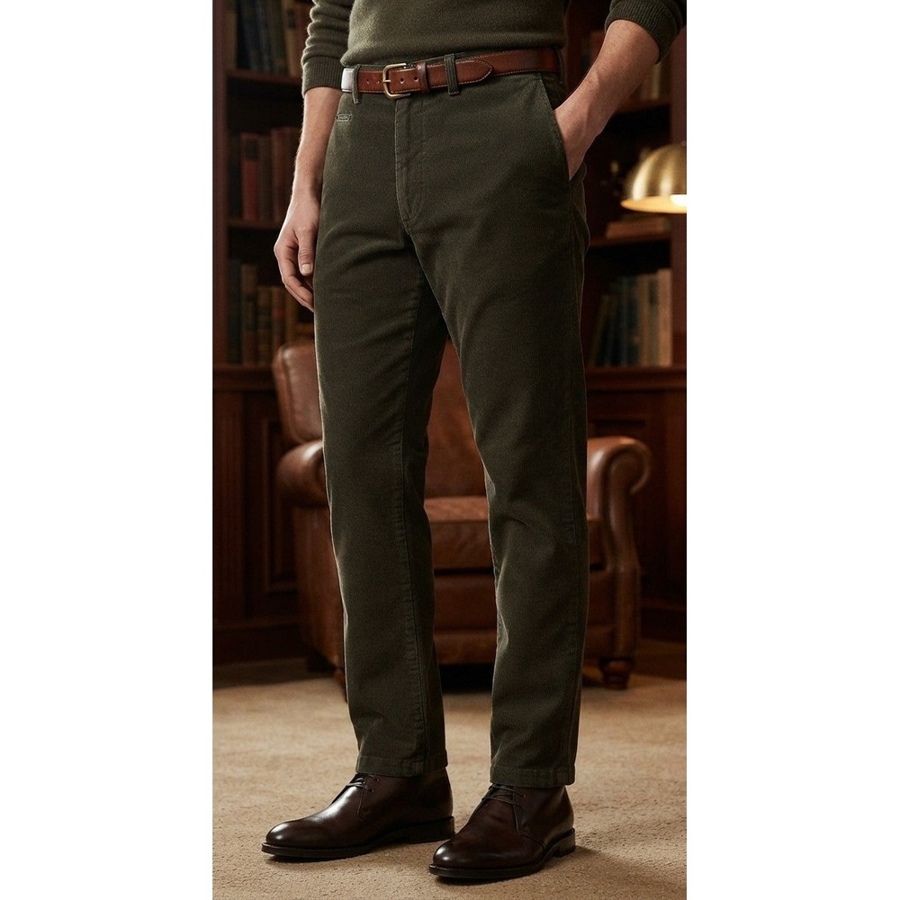 Orvis Corduroy Pants Flat Front Mens Size 38 Olive Green Cotton Straight Classic
